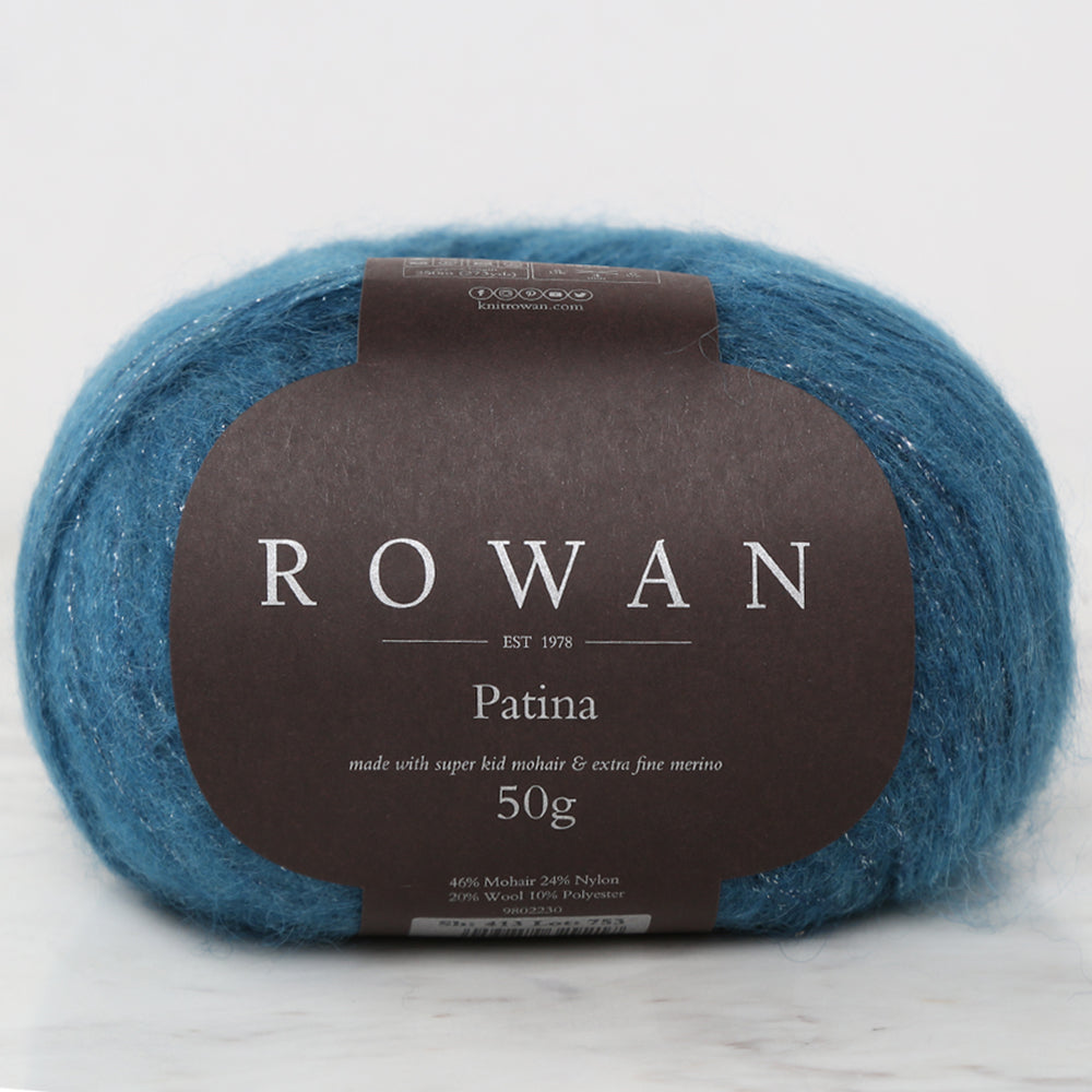 Rowan Patina Simli Petrol Mavi El Örgü ipi - 413